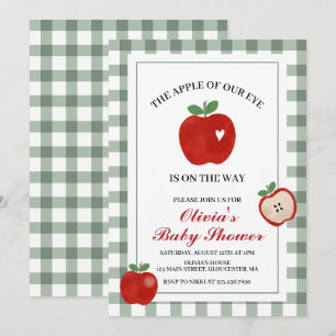 Augapfel roter Gingham Baby Shower Einladung