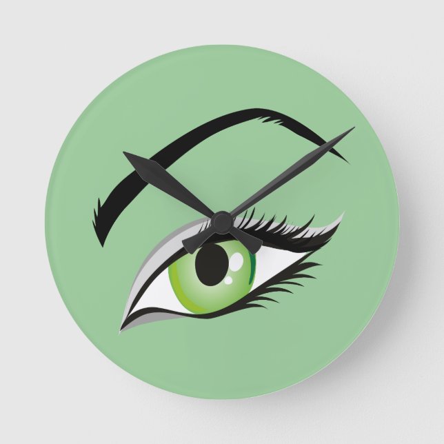 Auge-149673 SCHÖNHEIT MAKEUP SALON Auge, grün Runde Wanduhr (Vorderseite)