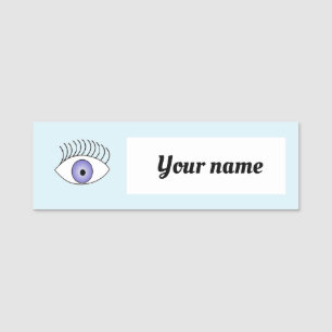 Auge auf blau namensschild