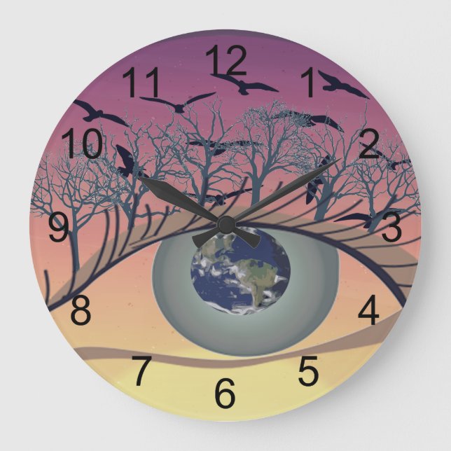 Auge auf der Welt - Natur & Erde Kunst Große Wanduhr (Vorderseite)