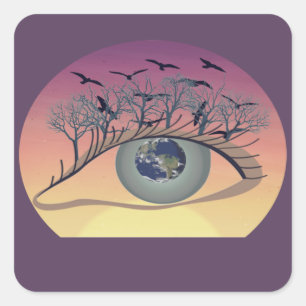 Auge auf der Welt - Natur & Erde Kunst Quadratischer Aufkleber