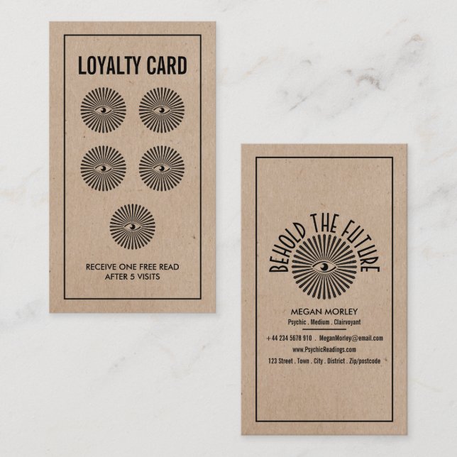 Auge der Vorsehung, psychische Leseloyalität Visitenkarte (Vorne/Hinten)