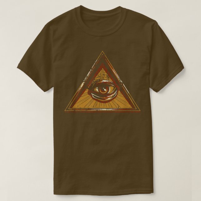 Auge der Vorsicht beleuchtet Pyramide erschüttert T-Shirt (Design vorne)