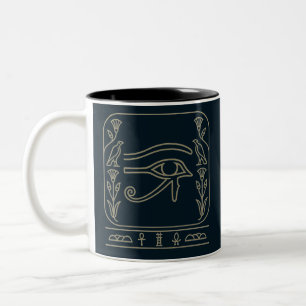 Auge des alten ägyptischen Schutzsymbols des Horus Zweifarbige Tasse