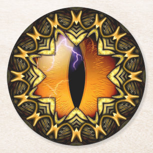Auge des goldenen Drachen Runder Pappuntersetzer
