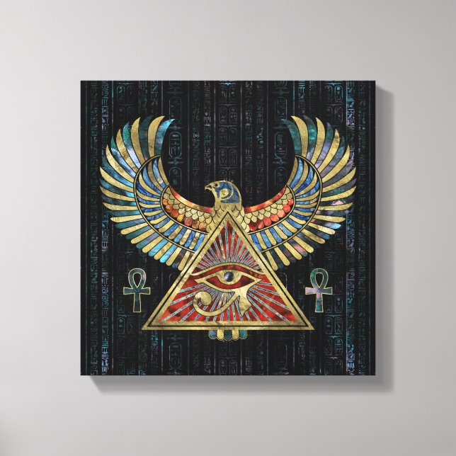 Auge des Horus - Wadjet Gemstone und Gold Leinwanddruck (Vorderseite)