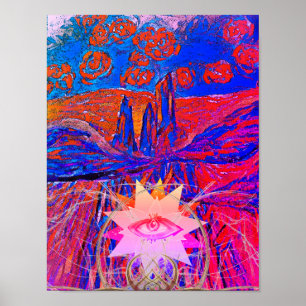 Auge eines Berges und Rose im Himmel Poster