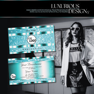 Auge fängt Aquamarine Glitzer-Sparkle-Stars und -L Visitenkarte