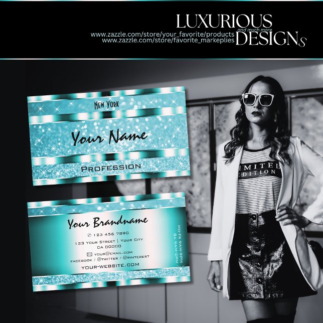 Auge fängt Aquamarinen Glitzer Luminous Sparkle St Visitenkarte (Von Creator hochgeladen)