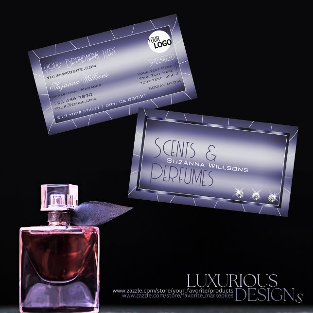 Auge fängt glänzendes Blau mit Diamanten und Logo Visitenkarte (Von Creator hochgeladen)