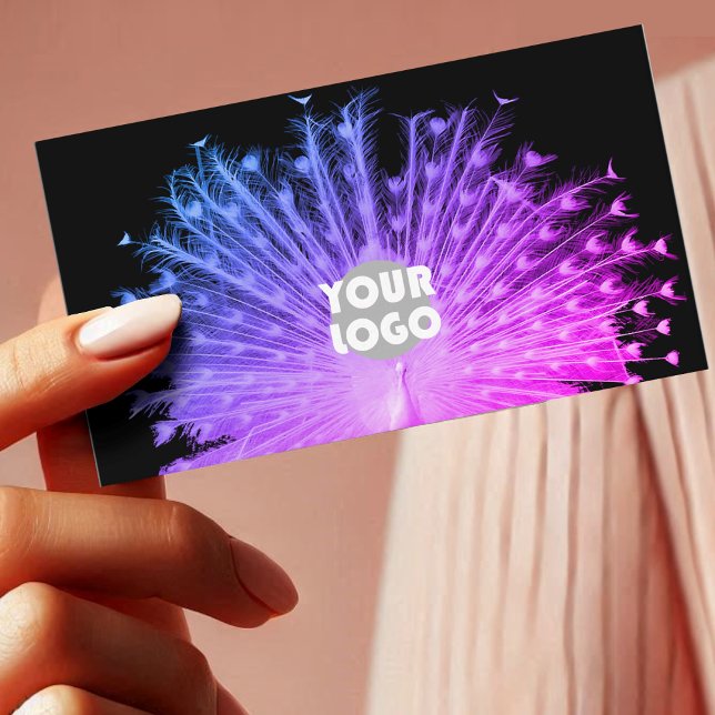 Auge fängt Lila rosa Farbenpfau und Logo Visitenkarte (Von Creator hochgeladen)
