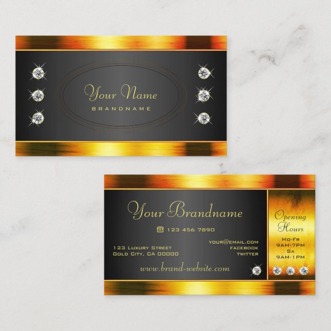 Auge fängt schwarze und goldene schwarze Diamanten Visitenkarte (Vorne/Hinten)