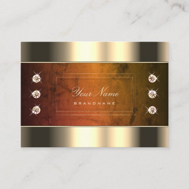 Auge Gold mit orangefarbenem Marmor und Diamanten Visitenkarte (Vorderseite)