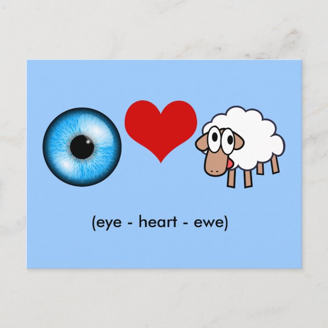 Auge-Herz-Ewe (Ich Liebe Sie!) Postkarte (Vorderseite)