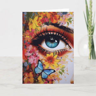 Auge mit Blume und Schmetterling Karte