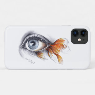 Auge mit Goldfisch Schwanz Surreal zeichnend Kunst Case-Mate iPhone Hülle