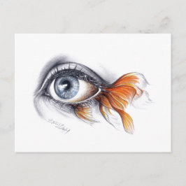 Auge mit Schwanz Surreal zeichnend Kunst Postkarte