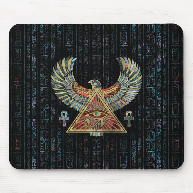 Auge von Horus - Wadjet Edelstein und Gold Mousepad (Vorne)