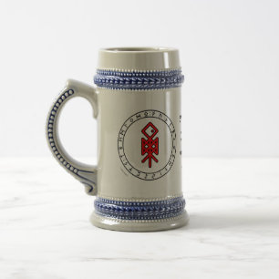 Auge von Odin Wikinger Bindrune Met Stein Bierglas