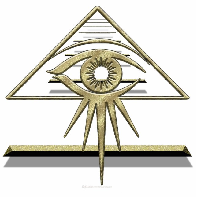 Auge von Providence Goldtone Freistehende Fotoskulptur (Vorne)