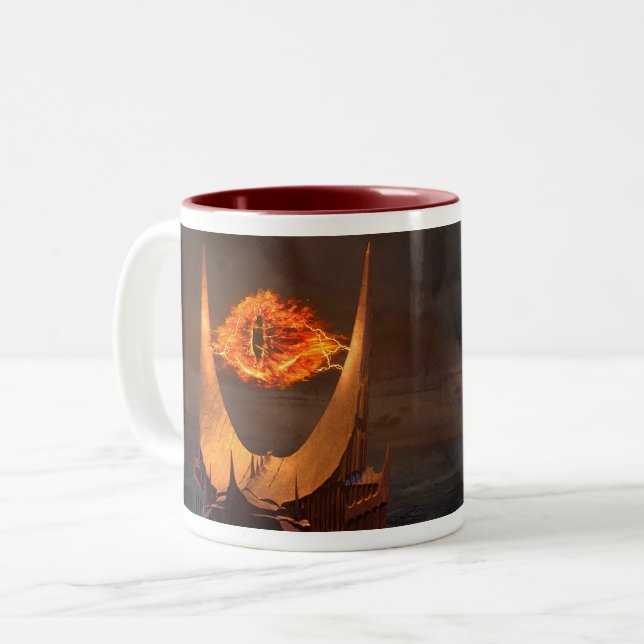 Auge von Sauron Turm Zweifarbige Tasse (Vorderseite Links)