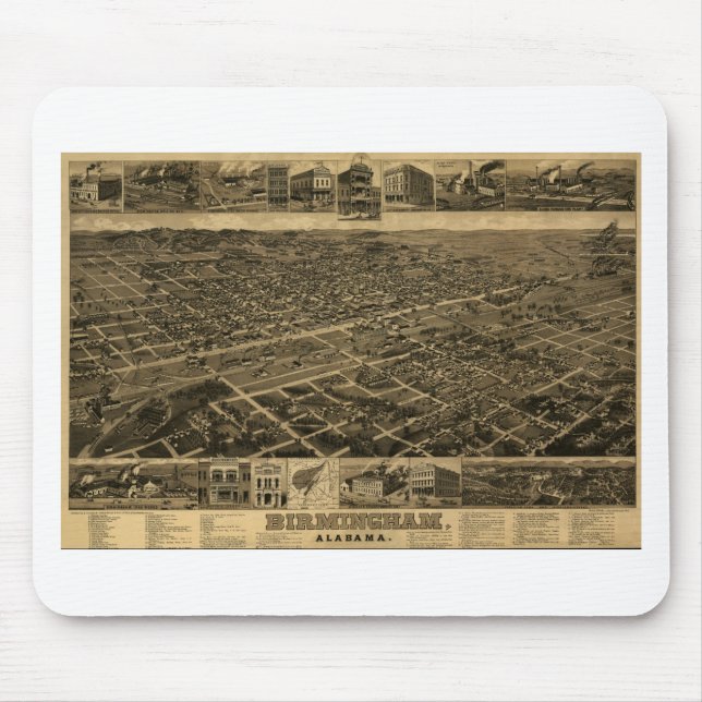 Augen-Ansicht Birminghams Alabama späte Mousepad (Vorne)