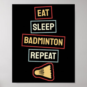 Augen aufs Netz Herz beim Serve Badminton Poster