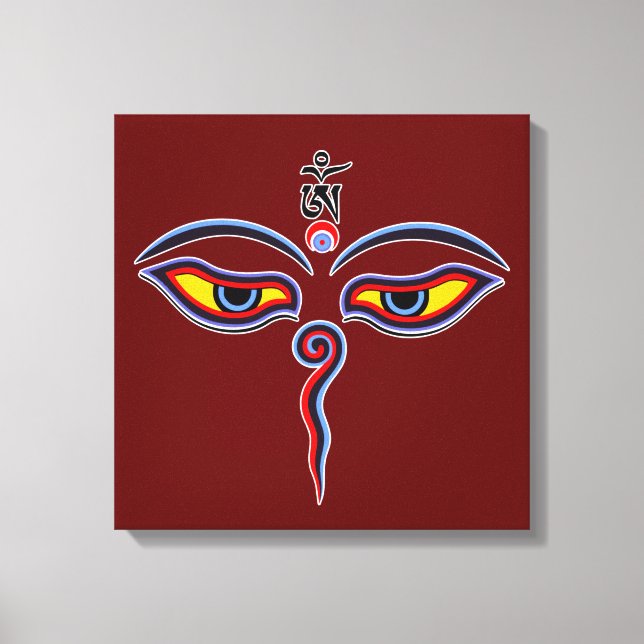 Augen der Weisheit Buddha - Augen des Bodhnath-Tem Leinwanddruck (Vorderseite)