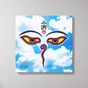 Augen der Weisheit Buddha - Augen des Bodhnath-Tem Leinwanddruck