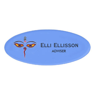 Augen der Weisheit Buddha - Augen des Bodhnath-Tem Namenschild