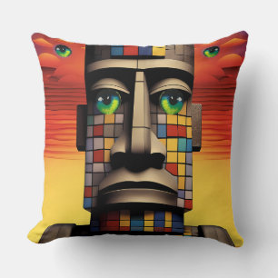 Augen des Moais Ken Gage Pop Surrealismus Kissen