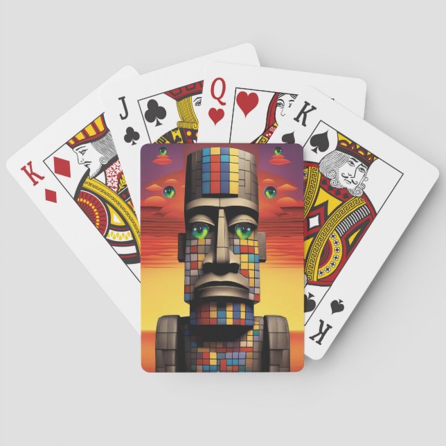 Augen des Moais Ken Gage Pop Surrealismus Spielkarten (Rückseite)