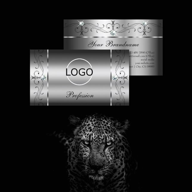 Augen, die silberne, gequetschte Juwelen mit Logo  Visitenkarte (Von Creator hochgeladen)