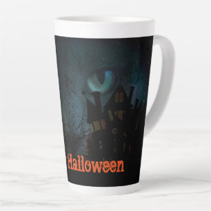 Augen einer schwarzen Katze Spooky Halloween Latte Milchtasse