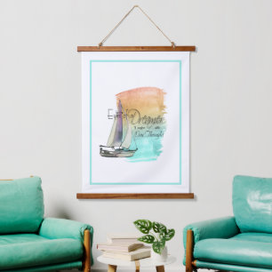 Augen eines Dreamer Quote Sailboat Wasserfarbe Wandteppich Mit Holzrahmen