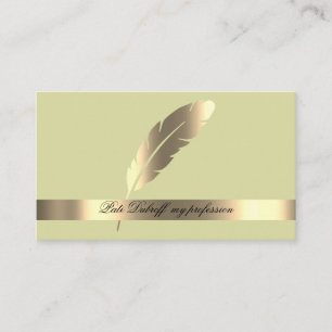 Augen fangen Matcha Green mit Gold Feather Visitenkarte