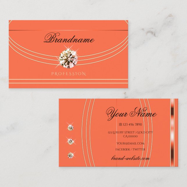 Augen Fangen Rose Gold Pfirsich Leuchtende Imitate Visitenkarte (Vorne/Hinten)