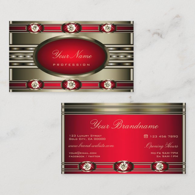 Augen fangen Silberfarben Rot mit Imitaten Diamant Visitenkarte (Vorne/Hinten)