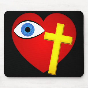 Augen-Herz-Kreuz Mousepad