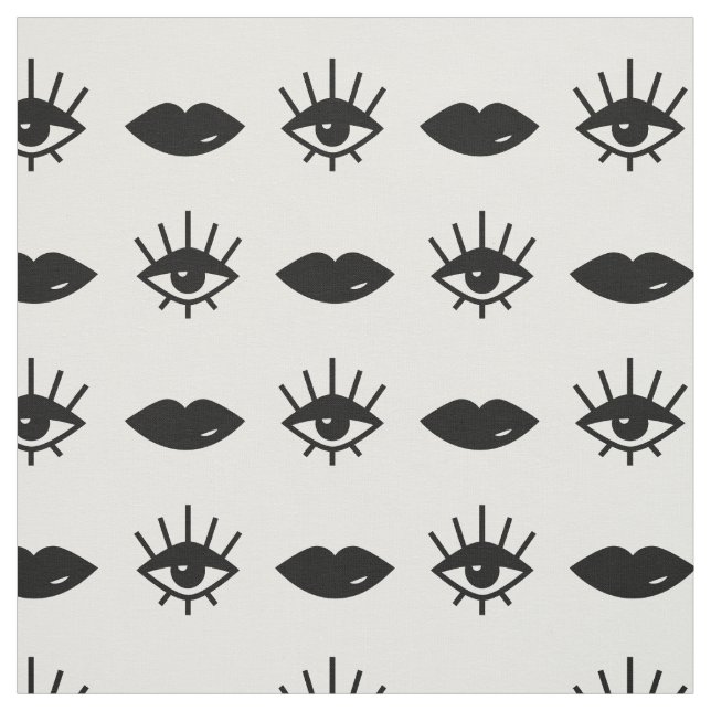 Augen & Lippen Schwarz-Weiß-Muster Stoff (Muster)