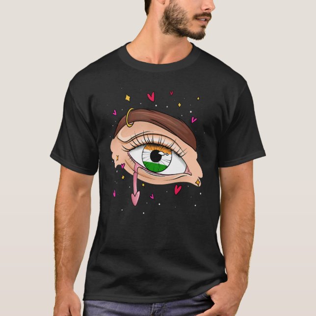 Augen mit Indianerflagge und Indien T-Shirt (Vorderseite)