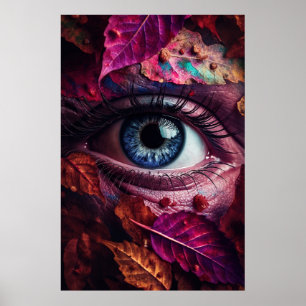Augen mit leuchtenden Farben von Herbstblättern Poster