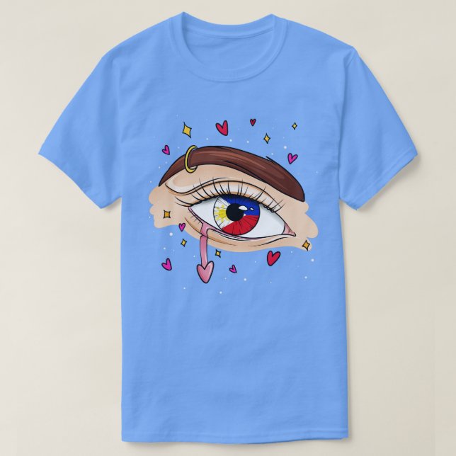 Augen mit philippinischer Flagge T-Shirt (Design vorne)