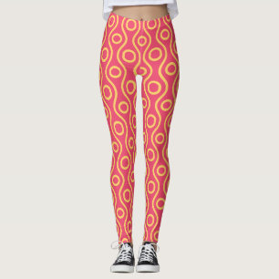 Augen Pfirsich Gelb Minimal Muster Leggings