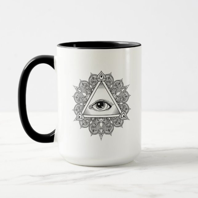 Augen-Pyramide-Symbol-Gekritzel Tasse (Links)