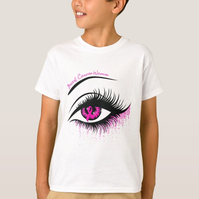 Augen Rosa Ribbon Krieger Brustkrebs Bewusstsein T-Shirt (Vorderseite)