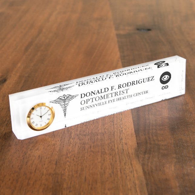 Augen-Spezialist des Optometriker-| personalisiert Namensplakette (Seite)