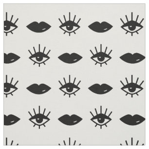 Augen-u. Lippenschwarzweiss-Muster Stoff
