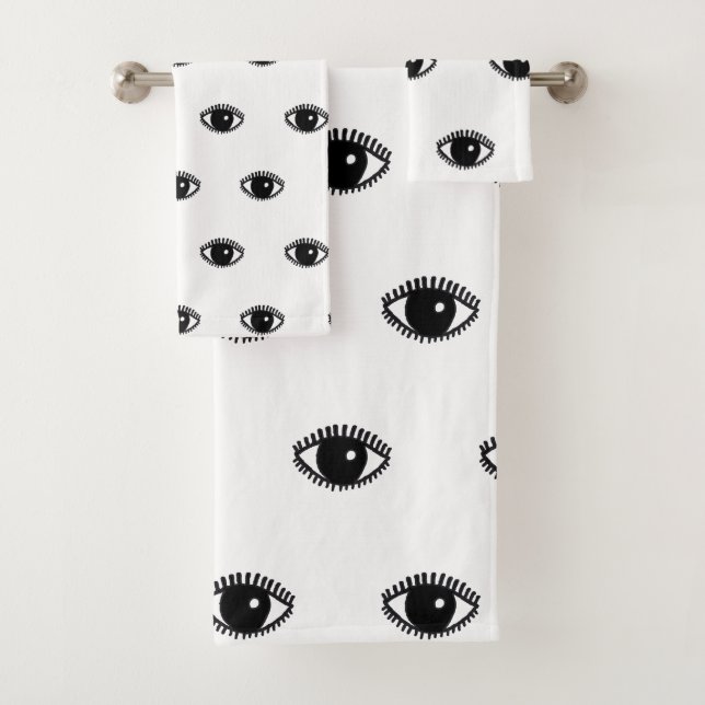 Augen übergeben gezeichnetes Illustrations-Muster Badhandtuch Set (Insitu)