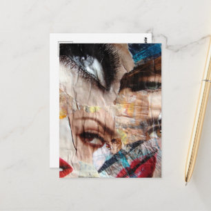 Augen- und Lippen-Collage Postkarte